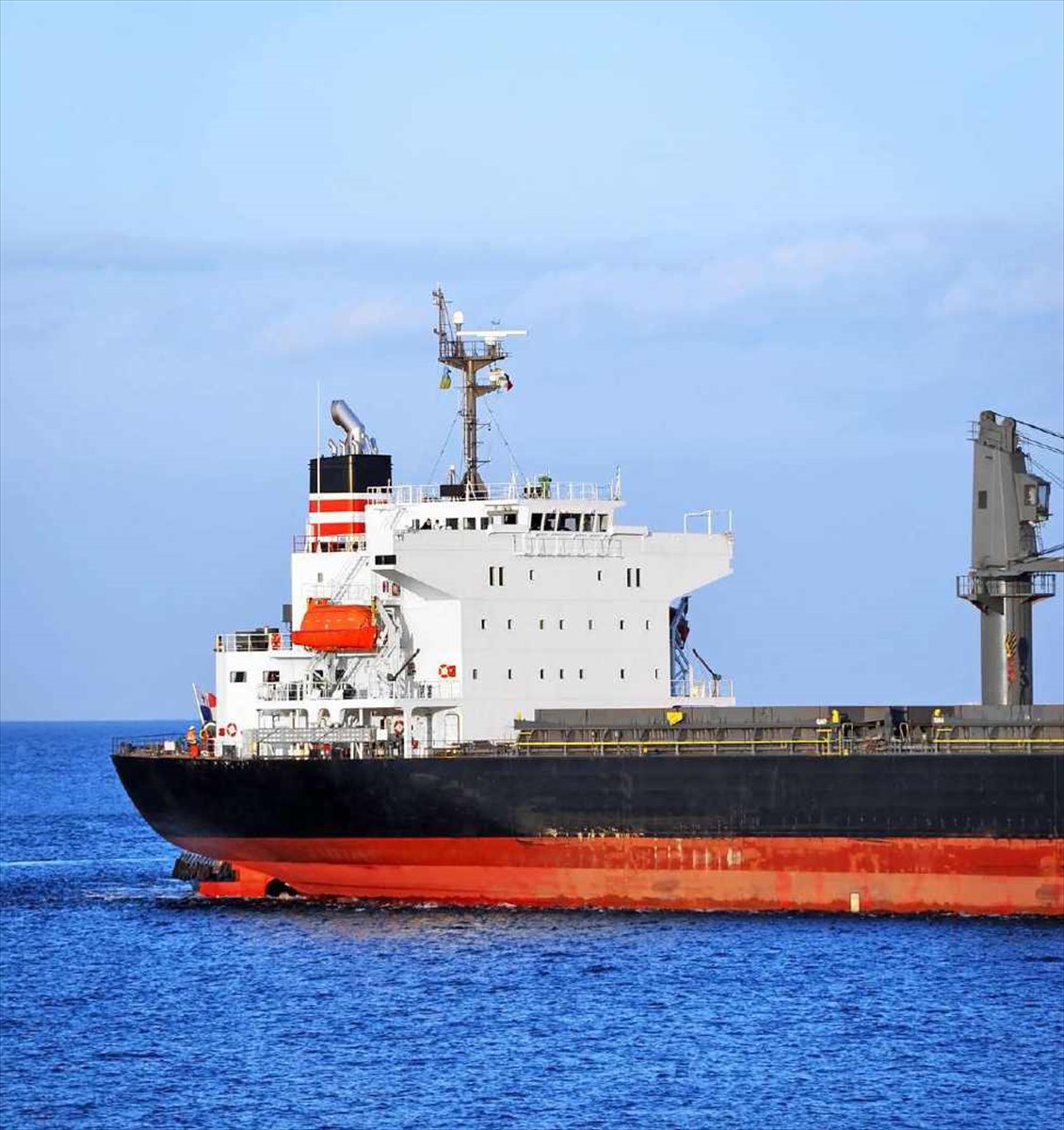 Bulk cargo vessel at terminal