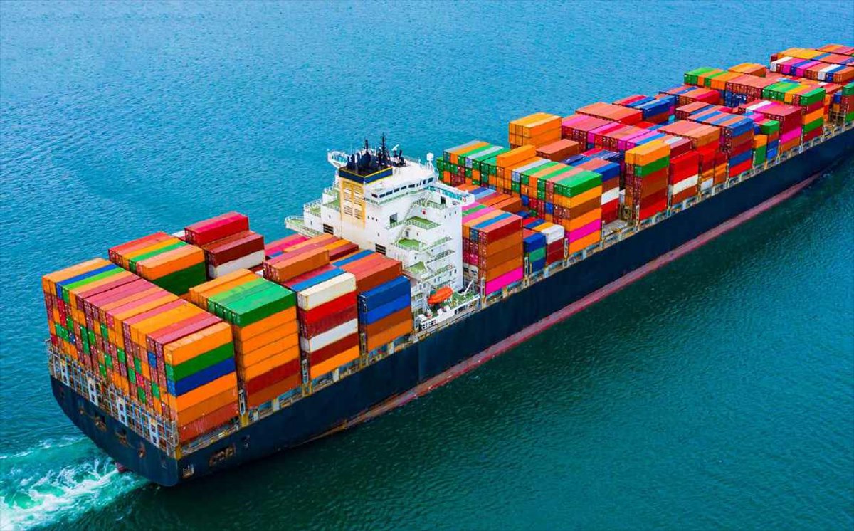 Container ship at sea